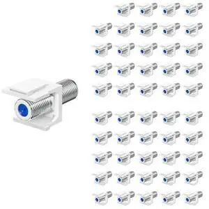 50PCS Coax Keystone Jack Insert Coaxial Cable Connector, F-Type RG6 Cable Extender Female To Female For Wall Plate 50PCS Coax Keystone Jack Insert Coaxial Cable Connector, F-Type RG6 Cable Extender Female To Female For Wall Plate