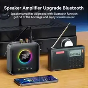 Bluetooth 6.0 Transmitter Receiver FM Modulator Transmitter 3.5MM AUX Stereo Music LED Display with Mic Bluetooth 6.0 Transmitter Receiver FM Modulator Transmitter 3.5MM AUX Stereo Music LED Display with Mic