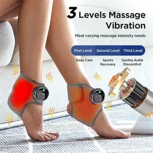 Foot Massager 2 PCS Heated Ankle Brace Cordless Ankle Massager with 3 Shock Levels 5 Heat Settings & LCD A Foot Massager 2 PCS Heated Ankle Brace Cordless Ankle Massager with 3 Shock Levels 5 Heat Settings & LCD A