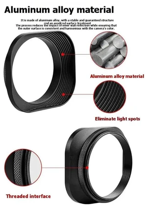 Square Light Shield Suitable for Lenses 62mm Metal Cover for Weizhuo Shi 56F1.4/1.7 Fixed Focus Protective Cover Square Light Shield Suitable for Lenses 62mm Metal Cover for Weizhuo Shi 56F1.4/1.7 Fixed Focus Protective Cover