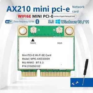 6E AX210HMW Mini PCI-E Network Card Bluetooth 5.3 for AX210 Card Wi-Fi Adapter for Desktop Laptop 6E AX210HMW Mini PCI-E Network Card Bluetooth 5.3 for AX210 Card Wi-Fi Adapter for Desktop Laptop