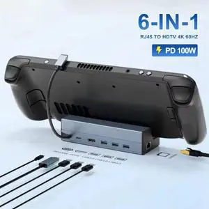 6 in 1 USB C Hub 1000M 4K@60Hz Docking Station for (OLED)/ Ally/Legion Go 6 in 1 USB C Hub 1000M 4K@60Hz Docking Station for (OLED)/ Ally/Legion Go