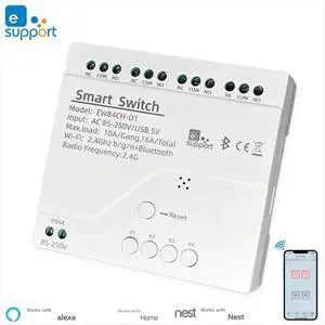 Smart Switch 4 Channel Smart Bluetooth Dry Contact Relay Switch Module APP Remote Control 85-250V Smart Switch 4 Channel Smart Bluetooth Dry Contact Relay Switch Module APP Remote Control 85-250V