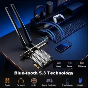 6E AX5400 PCIE Network Adapter BT 5.3 Tri Band 2.4G/5Ghz/6Ghz 802.11AX Network Card Receiver for PC Laptop 6E AX5400 PCIE Network Adapter BT 5.3 Tri Band 2.4G/5Ghz/6Ghz 802.11AX Network Card Receiver for PC Laptop