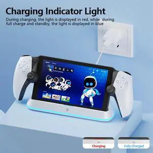 Charging Dock Station for Portal 7 RGB Light Modes Game Console Charging Stand with Tri-Protection Safety,B Charging Dock Station for Portal 7 RGB Light Modes Game Console Charging Stand with Tri-Protection Safety,B