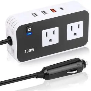 Car Laptop US Plug, 200W Automotive Power Inverter, 110V Ac Automotive Adapter Plug Socket Converter Car Laptop US Plug, 200W Automotive Power Inverter, 110V Ac Automotive Adapter Plug Socket Converter