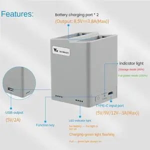 Charger Hub For MINI 3/4 Pro Screen Display Digital Intelligent Fast Charging 2 Batteries For MINI 3/4 Pro Accessorie Charger Hub For MINI 3/4 Pro Screen Display Digital Intelligent Fast Charging 2 Batteries For MINI 3/4 Pro Accessorie