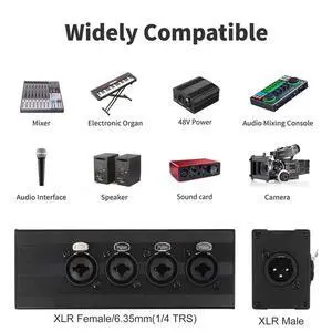 Balanced Audio Splitter 3Pin XLR Cable Extender For Live Stage, Lighting For Audio Recording Studio Balanced Audio Splitter 3Pin XLR Cable Extender For Live Stage, Lighting For Audio Recording Studio