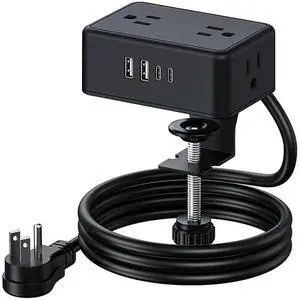 Power Strip Adjustable Clamp 4 AC Outlets 2 USB A 2 USB C Port 20W Fast For Electronics, US Plug Product Power Strip Adjustable Clamp 4 AC Outlets 2 USB A 2 USB C Port 20W Fast For Electronics, US Plug Product