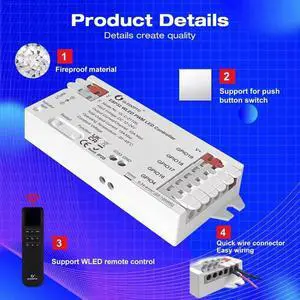 PWM WLED LED Controller 5 Modes in 1 DC 12-24V App Control for RGBCCT RGBW RGB WWCW CCT Dimmer Strip Light PWM WLED LED Controller 5 Modes in 1 DC 12-24V App Control for RGBCCT RGBW RGB WWCW CCT Dimmer Strip Light