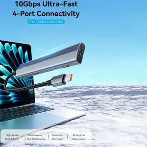 USB C 3.2 Gen2 Hub to 4 Type C Adapter Aluminum Alloy Cooling 10Gbps USB C HUB Splitter for Phone PC Laptop USB C 3.2 Gen2 Hub to 4 Type C Adapter Aluminum Alloy Cooling 10Gbps USB C HUB Splitter for Phone PC Laptop
