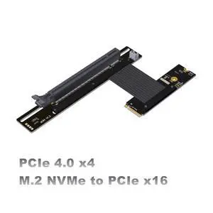 PCIe 4.0 M.2 NVME to X16 Riser Cable 90° Turn Graphics Card Extender for M.2 NVMe Key-M SSD Extension Gen4x4 M43UF PCIe 4.0 M.2 NVME to X16 Riser Cable 90° Turn Graphics Card Extender for M.2 NVMe Key-M SSD Extension Gen4x4 M43UF