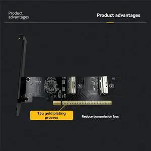 2 Port MCIO 8i 5.0 to PCI-E 5.0 X16 Adapter Card with 2U Baffle for Graphics Card Server 2 Port MCIO 8i 5.0 to PCI-E 5.0 X16 Adapter Card with 2U Baffle for Graphics Card Server