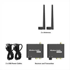 Audio Transmitter and Receiver, 2.4GHz Hi-Fi Audio Adapter Kit, 160FT/50M Distance Transmission Audio Transmitter and Receiver, 2.4GHz Hi-Fi Audio Adapter Kit, 160FT/50M Distance Transmission