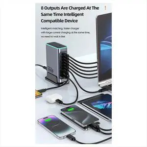 660W GaN Charger USB C Fast Desktop 8-Port USB Type C PD Charger 3.0 Fast Charger for 16/15 for EU-PLUG 660W GaN Charger USB C Fast Desktop 8-Port USB Type C PD Charger 3.0 Fast Charger for 16/15 for EU-PLUG