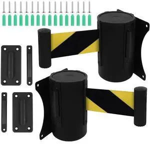 Wall Mount Retractable Belt Barrier 2 Pack,Fixed Retractable Belt Barrier With Steel Case 16' Black And Yellow Belt Wall Mount Retractable Belt Barrier 2 Pack,Fixed Retractable Belt Barrier With Steel Case 16' Black And Yellow Belt