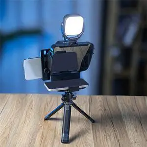 Teleprompter For Smartphones With Remote Control Phone Holder For Video Recording & Live Streaming Teleprompter For Smartphones With Remote Control Phone Holder For Video Recording & Live Streaming