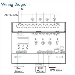 For 4-Channel Switch With OLED Display Screen Relay 4CH Dry Contact Output 4 Address -RDM Din Rail 100-240VAC For 4-Channel Switch With OLED Display Screen Relay 4CH Dry Contact Output 4 Address -RDM Din Rail 100-240VAC