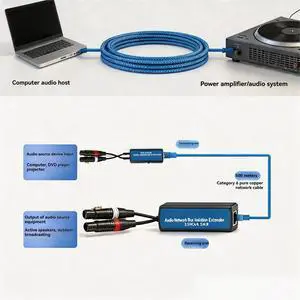2-Channel XLR to RJ45 Network Cable Extender Audio Network Box Isolation Extender 500 Meters Transmission Male + Female 2-Channel XLR to RJ45 Network Cable Extender Audio Network Box Isolation Extender 500 Meters Transmission Male + Female