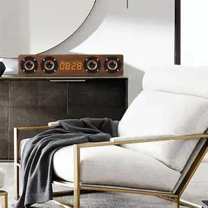 Rechargeable Multi Functional Wooden Clock with Bluetooth Soundbar Speaker and FM Radio for Computer TV Speaker Yellow Rechargeable Multi Functional Wooden Clock with Bluetooth Soundbar Speaker and FM Radio for Computer TV Speaker Yellow