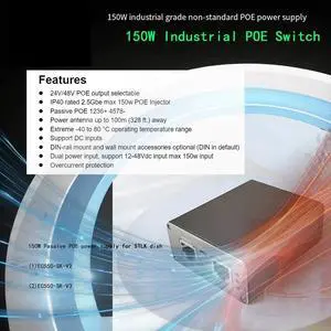 POE Injector/Power Supply for V3/GEN3 Wide Voltage 150W Booster Industrial RJ45 Adapter EC550-SKV3 POE Injector/Power Supply for V3/GEN3 Wide Voltage 150W Booster Industrial RJ45 Adapter EC550-SKV3