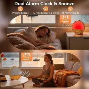 Daylight Alarm Clock,Bedside Lamps with 10 10 White Noise Sounds, Table Lamp with RGB Mood Night Light Daylight Alarm Clock,Bedside Lamps with 10 10 White Noise Sounds, Table Lamp with RGB Mood Night Light