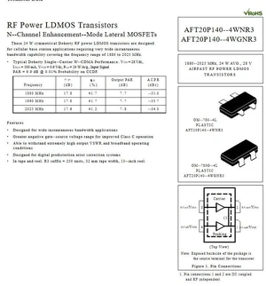 AFT20P140-4WN 1880-2025MHZ 24W RF Tube RF Power LDMOS Transistors AFT20P140-4WN 1880-2025MHZ 24W RF Tube RF Power LDMOS Transistors