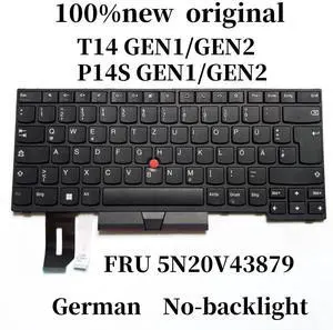 100%GR German For T14 P14s Gen 1 Gen 2 laptop keyboard No-backlight FRU 5N20V43879 100%GR German For T14 P14s Gen 1 Gen 2 laptop keyboard No-backlight FRU 5N20V43879