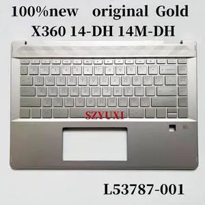100%US English Gold ForPavilion X360 14-DH 14M-DH laptop keyboard Palmrest Assembly TOP cover backlight L52787-001 100%US English Gold ForPavilion X360 14-DH 14M-DH laptop keyboard Palmrest Assembly TOP cover backlight L52787-001