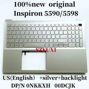 100%US English SILVER For Inspiron 5598 5590 laptop keyboard Palmrest Assembly WITH backlight 0DCJK NKKXH 100%US English SILVER For Inspiron 5598 5590 laptop keyboard Palmrest Assembly WITH backlight 0DCJK NKKXH