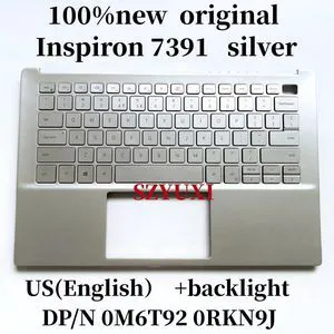 100%US English For Inspiron 7391 laptop keyboard Palmrest Assembly top cover C case WITH backlight silver M6T92 RKN9J 100%US English For Inspiron 7391 laptop keyboard Palmrest Assembly top cover C case WITH backlight silver M6T92 RKN9J