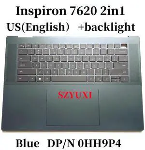 100%US English blue For Inspiron 7620 2in1 laptop keyboard Palmrest Keyboard Assembly TOP COVER C CASE HH9P4 100%US English blue For Inspiron 7620 2in1 laptop keyboard Palmrest Keyboard Assembly TOP COVER C CASE HH9P4