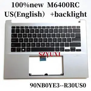 100%US English For M6400 M6400RC laptop keyboard Palmrest Assembly TOP cover C case silver backlight 90NB0YE3 100%US English For M6400 M6400RC laptop keyboard Palmrest Assembly TOP cover C case silver backlight 90NB0YE3