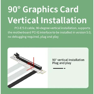 20cm PCI-E 5.0 X16 Riser Cable Graphics Card Extension Cable 90° Mounting GPU Extension Cord 20cm PCI-E 5.0 X16 Riser Cable Graphics Card Extension Cable 90° Mounting GPU Extension Cord