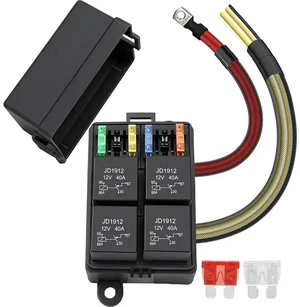 12V 4 Way Fuse Relay Box,4 Relays And 4 ATC/ATO Blade Fuses, Universal Block For Car Truck Marine Boat 12V 4 Way Fuse Relay Box,4 Relays And 4 ATC/ATO Blade Fuses, Universal Block For Car Truck Marine Boat