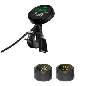 For Motorcycles Compatible Motorcycle Tire Pressure Monitor System With 2 External Sensors, LCD Display, Moto TMPS For Motorcycles Compatible Motorcycle Tire Pressure Monitor System With 2 External Sensors, LCD Display, Moto TMPS