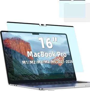 Magnetic Anti Blue Light Screen Protector for MacBook Pro 16 Inch (2021-2026,M1, M2, M3, M4, M5 ,Pro/Max), Removable MAC 16.2" Blue Light Filter ,Bubble-Free Instal, Eye Protection Glare Laptop Screen Magnetic Anti Blue Light Screen Protector for MacBook Pro 16 Inch (2021-2026,M1, M2, M3, M4, M5 ,Pro/Max), Removable MAC 16.2" Blue Light Filter ,Bubble-Free Instal, Eye Protection Glare Laptop Screen