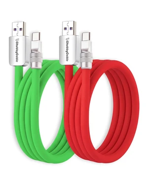 chubbycable 120W Silicone USB A to C Cable, 2 Pack, Green+Red, 4.9FT chubbycable 120W Silicone USB A to C Cable, 2 Pack, Green+Red, 4.9FT
