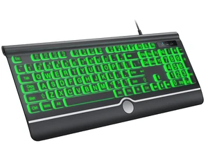 KOPJIPPOM USB Wired Keyboard with Large Print Backlit Keys, 7 Color LED Backlight, Ergonomic Wrist Rest, Spill-Resistant Design, Full-Size Computer Keyboard with Number Pad for PC Desktop Laptop KOPJIPPOM USB Wired Keyboard with Large Print Backlit Keys, 7 Color LED Backlight, Ergonomic Wrist Rest, Spill-Resistant Design, Full-Size Computer Keyboard with Number Pad for PC Desktop Laptop