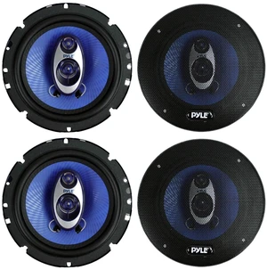 4 New Pyle PL63BL 6.5" 720 Watt 3-Way Car Audio Coaxial Speakers Blue Stereo 4 New Pyle PL63BL 6.5" 720 Watt 3-Way Car Audio Coaxial Speakers Blue Stereo