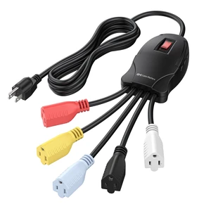 Cable Matters 5 Outlet Power Cord Splitter, Power Squid, 10ft Cord Cable Matters 5 Outlet Power Cord Splitter, Power Squid, 10ft Cord