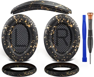 SOULWIT Replacement Kit for Bose QuietComfort QC35/QC35 ii Over-Ear Headphones, Ear Pads Cushions + Headband + Silicone Earpads Cover Protector - Black Gold SOULWIT Replacement Kit for Bose QuietComfort QC35/QC35 ii Over-Ear Headphones, Ear Pads Cushions + Headband + Silicone Earpads Cover Protector - Black Gold