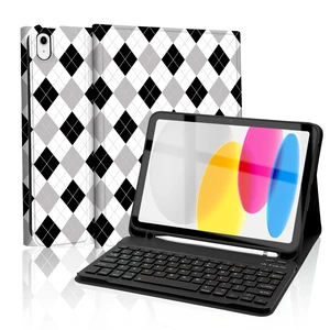 Mewealth Keyboard Case for iPad 11th 10th Generation with Pencil Holder, Wireless Keyboard Cover for 11th A16 11-inch 2025, 10th Gen 10.9 Inch 2022, Diamond Checkered Plaid Black-Grey-White Mewealth Keyboard Case for iPad 11th 10th Generation with Pencil Holder, Wireless Keyboard Cover for 11th A16 11-inch 2025, 10th Gen 10.9 Inch 2022, Diamond Checkered Plaid Black-Grey-White
