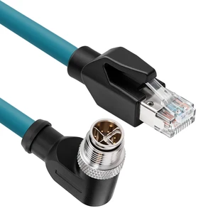 SZRMCC M12 8 Pin X-Coded Male Right Angle to RJ45 Ethernet Cable Cat7e Gigabit Shielded Waterproof Network Cable for Basler GigE Cognex in-Sight Industrial Camera Vision Sensors (Blue,8M) SZRMCC M12 8 Pin X-Coded Male Right Angle to RJ45 Ethernet Cable Cat7e Gigabit Shielded Waterproof Network Cable for Basler GigE Cognex in-Sight Industrial Camera Vision Sensors (Blue,8M)