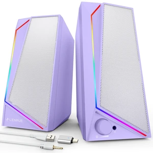 LENRUE Computer Speakers, USB/USB-C Powered AUX Audio for PC Speakers with Loud Stereo Sound, Headphone-in, Touch Lights for Desktop, Computer, Laptop, DeskUSB-C to USB Adapter Included LENRUE Computer Speakers, USB/USB-C Powered AUX Audio for PC Speakers with Loud Stereo Sound, Headphone-in, Touch Lights for Desktop, Computer, Laptop, DeskUSB-C to USB Adapter Included