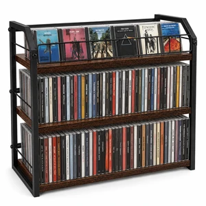 MLLNFUE 3-Tier CD Storage Rack, CD Holder Tower Holds 123 CDs with Display Top Shelf, Metal and Wood CD Organizer Stand for Standard Jewel Cases, Compact Desktop CD Shelf for Home Office MLLNFUE 3-Tier CD Storage Rack, CD Holder Tower Holds 123 CDs with Display Top Shelf, Metal and Wood CD Organizer Stand for Standard Jewel Cases, Compact Desktop CD Shelf for Home Office