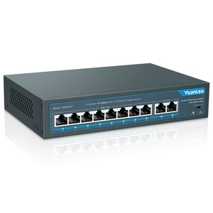 YuanLey 8 Port PoE Switch with 2 Gigabit Uplink, 8 PoE+ Port 100Mbps, 120W 802.3af/at, Extend Function, Metal, Fanless, Unmanaged Plug and Play Network Switch YuanLey 8 Port PoE Switch with 2 Gigabit Uplink, 8 PoE+ Port 100Mbps, 120W 802.3af/at, Extend Function, Metal, Fanless, Unmanaged Plug and Play Network Switch