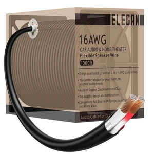 16 Gauge 2 Conductor Speaker Wire 1000 Ft Easy-Pull Box, 16 AWG CCA CL2 Low Voltage Parallel DC Hookup Alarm Cable, Outdoor UV Resistant in-Wall for LED Security Systems Home Theater Car Audio-Black 16 Gauge 2 Conductor Speaker Wire 1000 Ft Easy-Pull Box, 16 AWG CCA CL2 Low Voltage Parallel DC Hookup Alarm Cable, Outdoor UV Resistant in-Wall for LED Security Systems Home Theater Car Audio-Black