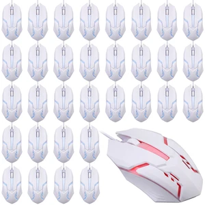 Sratte 30 Pack White USB Wired Mouse Bulk 1200 DPI RGB Optical Computer Mouse 3 Button 7 Color LED Backlit Wired Ergonomic USB for Gaming Office Desktop Laptop Gamer Computer Sratte 30 Pack White USB Wired Mouse Bulk 1200 DPI RGB Optical Computer Mouse 3 Button 7 Color LED Backlit Wired Ergonomic USB for Gaming Office Desktop Laptop Gamer Computer