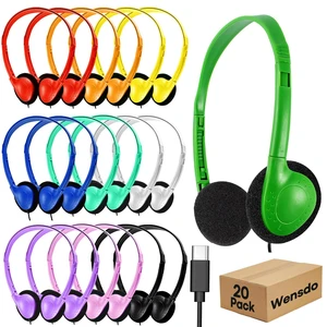 Wensdo USB C Headphones Bulk 20 Pack for Classroom School Kids, Wholesale Durable On-Ear Headset for Students Teens, Compatible with Chromebook Laptop Tablet Smartphones (HY857C, 20 Mixed) Wensdo USB C Headphones Bulk 20 Pack for Classroom School Kids, Wholesale Durable On-Ear Headset for Students Teens, Compatible with Chromebook Laptop Tablet Smartphones (HY857C, 20 Mixed)